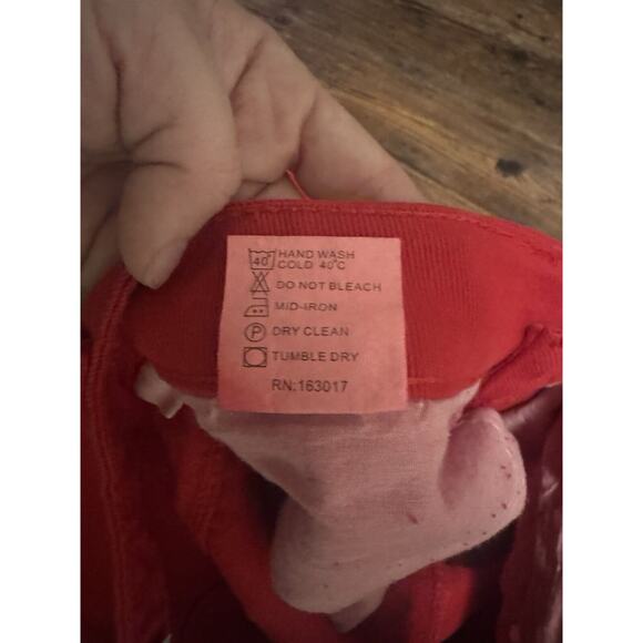 Luxe Princess Polly Size 2 Solid Red Relaxed Denim Jeans 100%Cotton MINT Bold - Picture 5 of 8